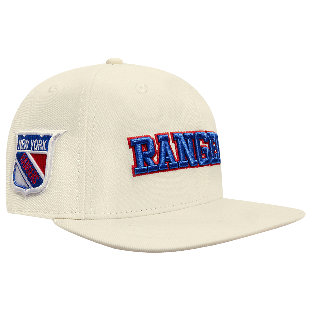 NHL NEW YORK RANGERS RETRO CLASSIC UNISEX WORDMARK LOGO WOOL SNAPBACK (EGGSHELL)