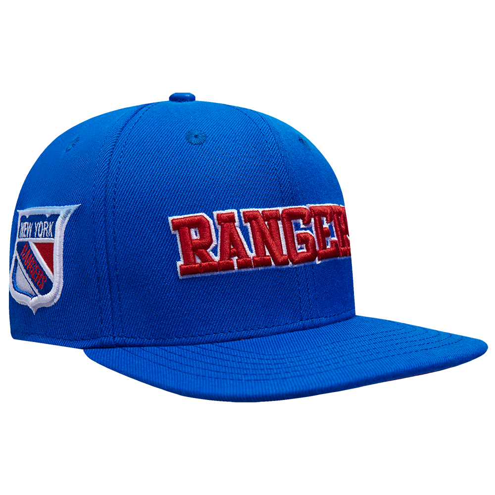 NHL NEW YORK RANGERS RETRO CLASSIC UNISEX WORDMARK LOGO WOOL SNAPBACK (ROYAL BLUE)