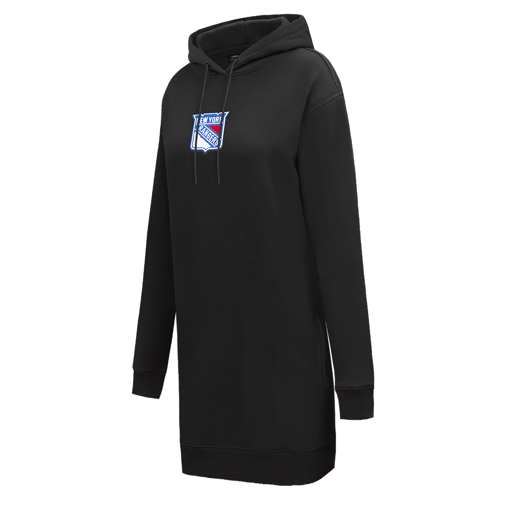 NHL NEW YORK RANGERS CLASSIC WOMEN'S FLEECE HOODIE DRESS (BLACK)