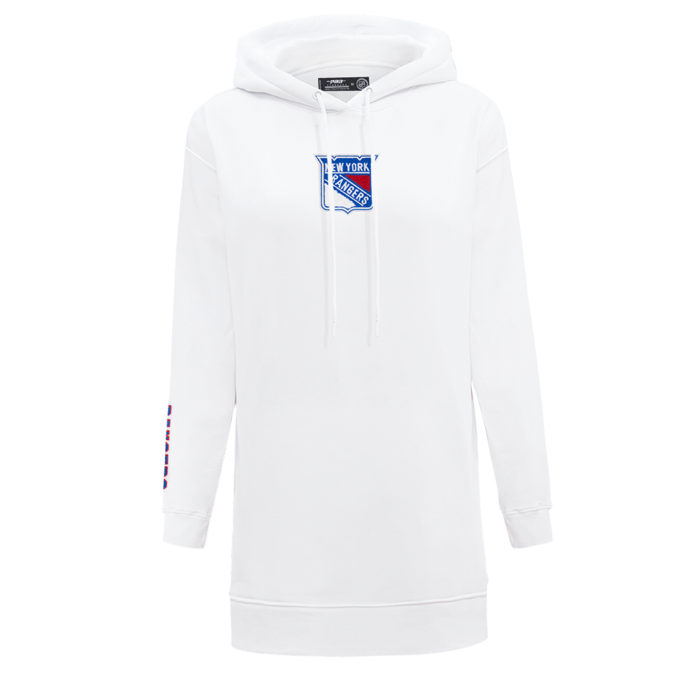 NHL NEW YORK RANGERS CLASSIC WOMEN'S FLEECE HOODIE DRESS (WHITE)