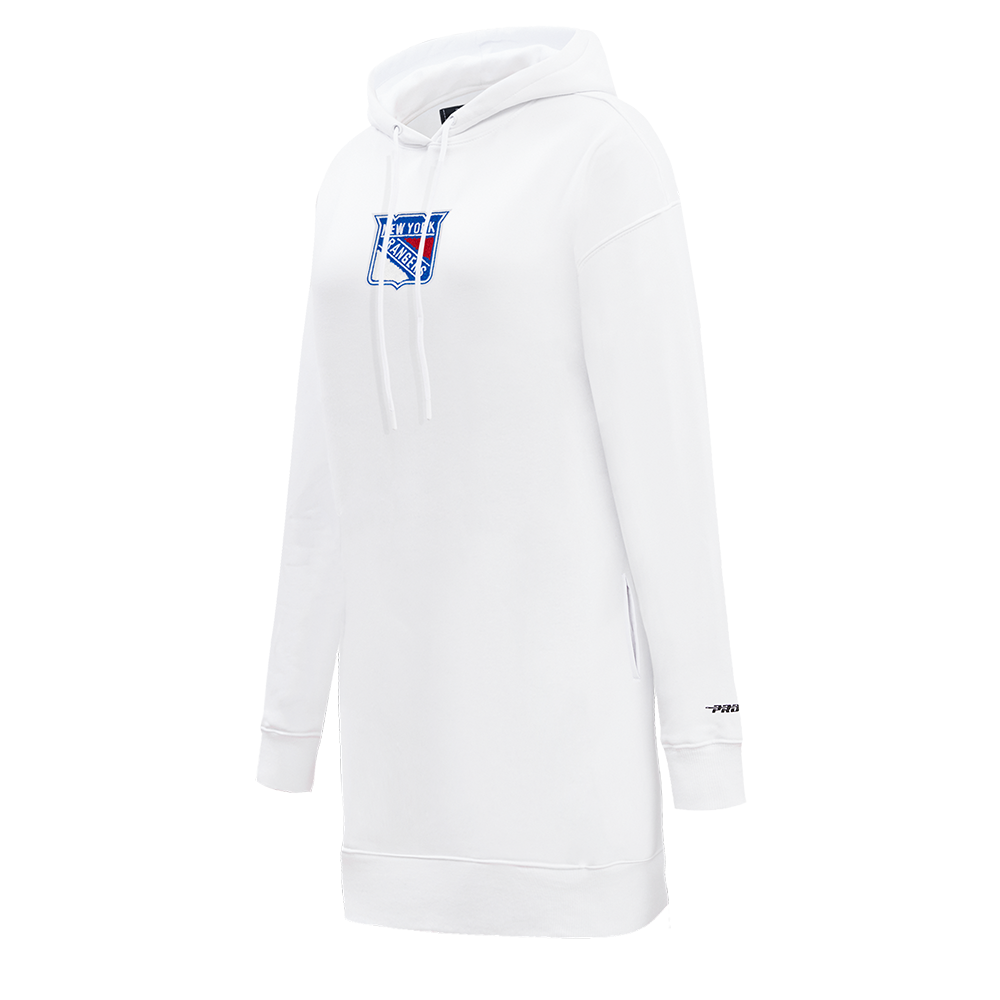 NHL NEW YORK RANGERS CLASSIC WOMEN'S FLEECE HOODIE DRESS (WHITE)