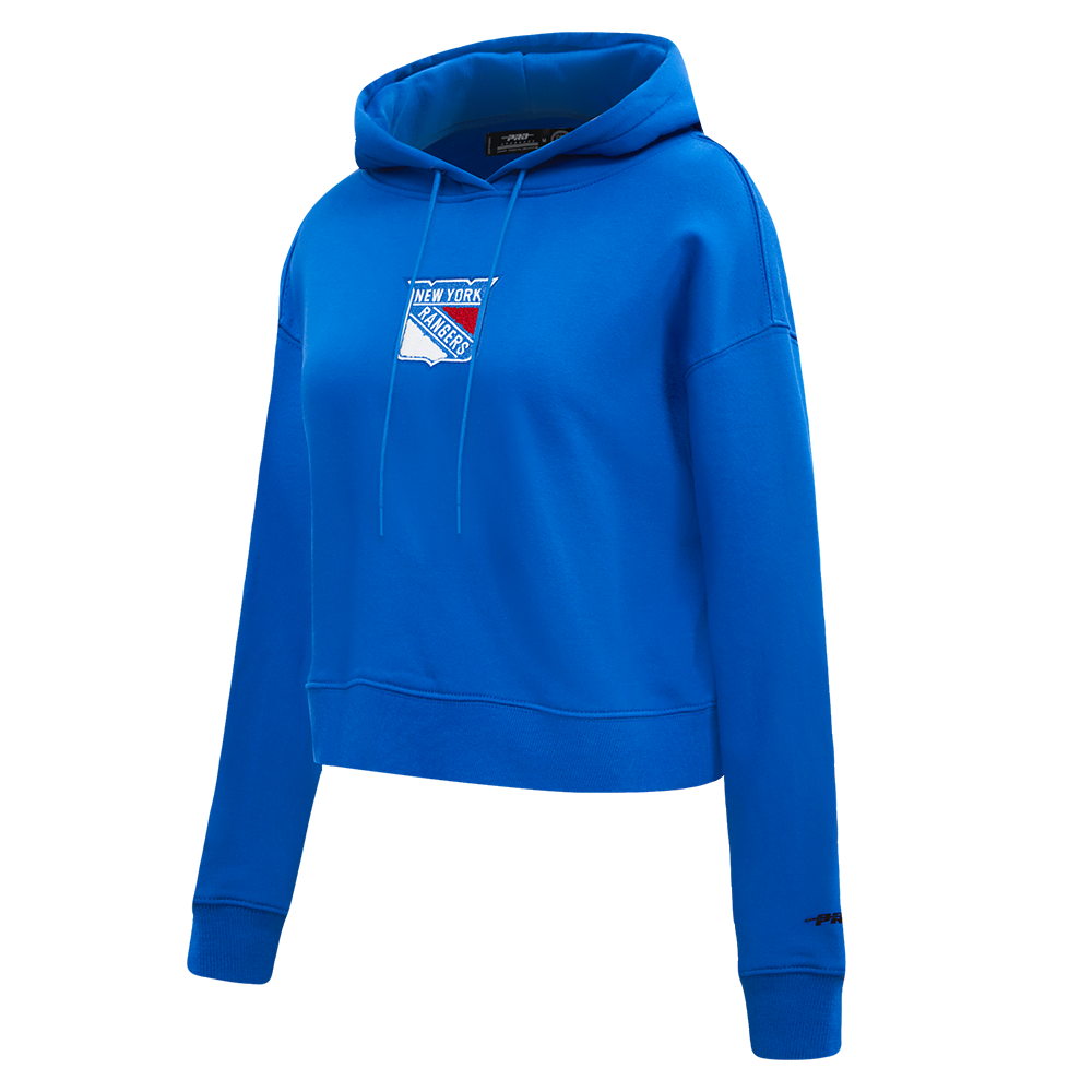 NHL NEW YORK RANGERS CLASSIC WOMEN'S FLEECE CROPPED PULLOVER HOODIE (ROYAL BLUE)