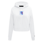 NHL NEW YORK RANGERS CLASSIC CHANDAIL À CAPUCHON COURT EN MOLLETON POUR FEMME (BLANC)