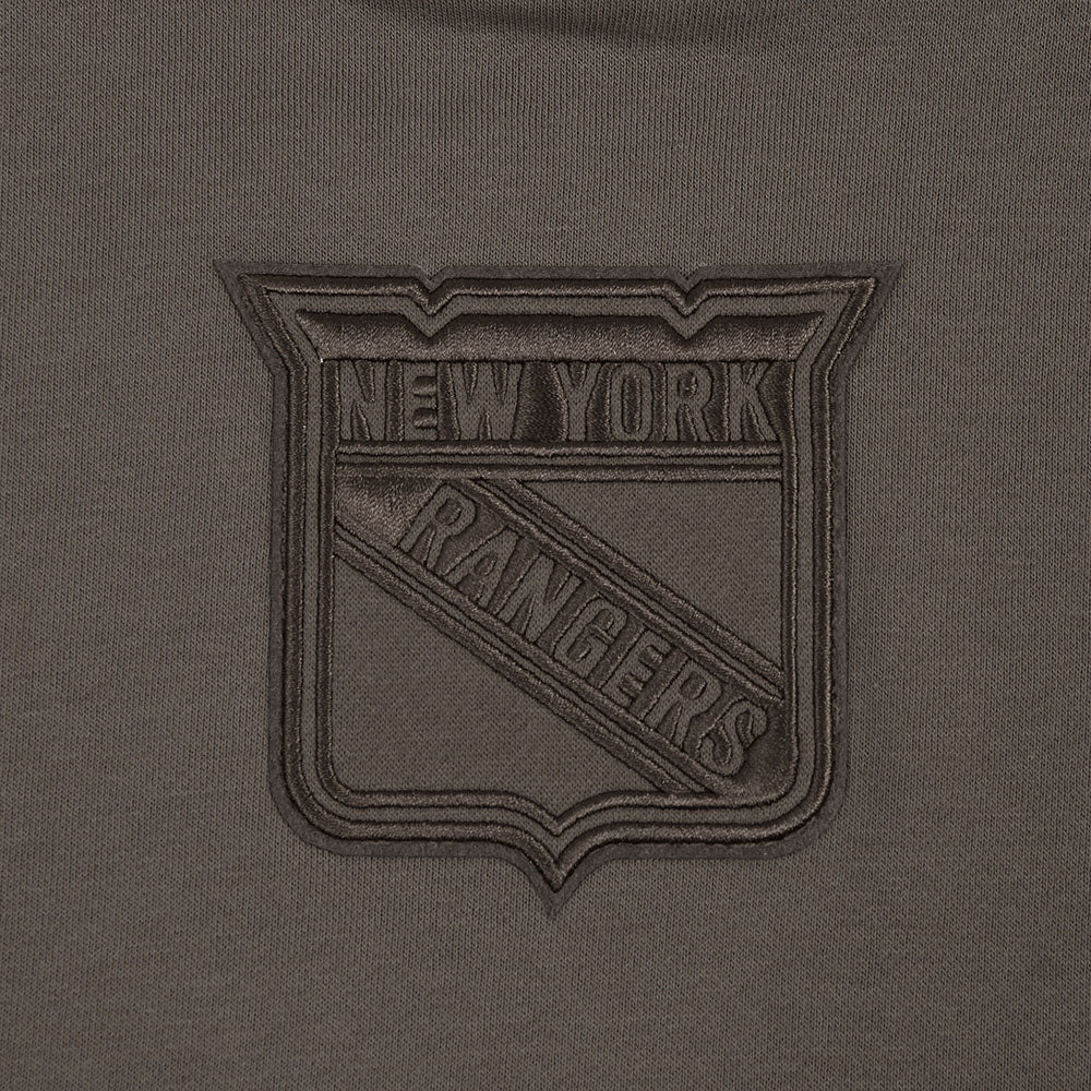 NHL NEW YORK RANGERS NEUTRAL CHANDAIL À CAPUCHON COURT EN MOLLETON (TAUPE FONCÉ)