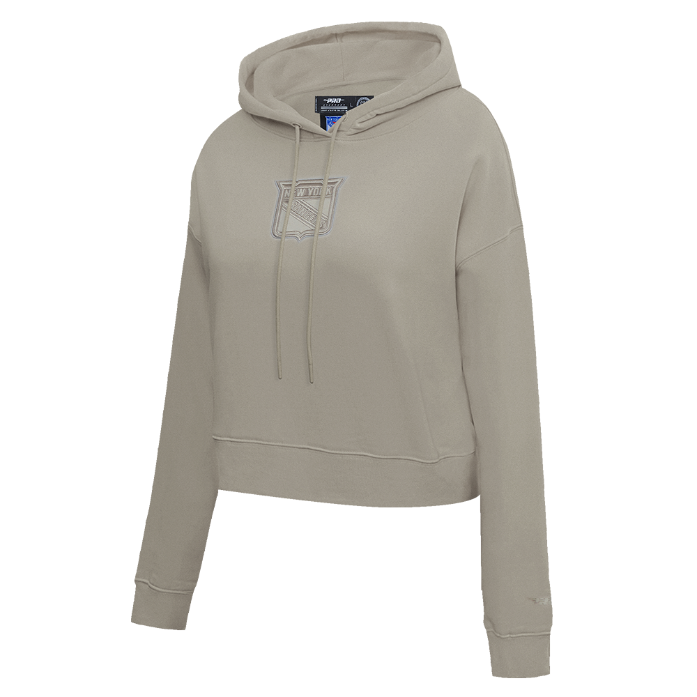 NHL NEW YORK RANGERS NEUTRAL WOMEN'S CROPPED PULLOVER HOODIE (TAUPE)
