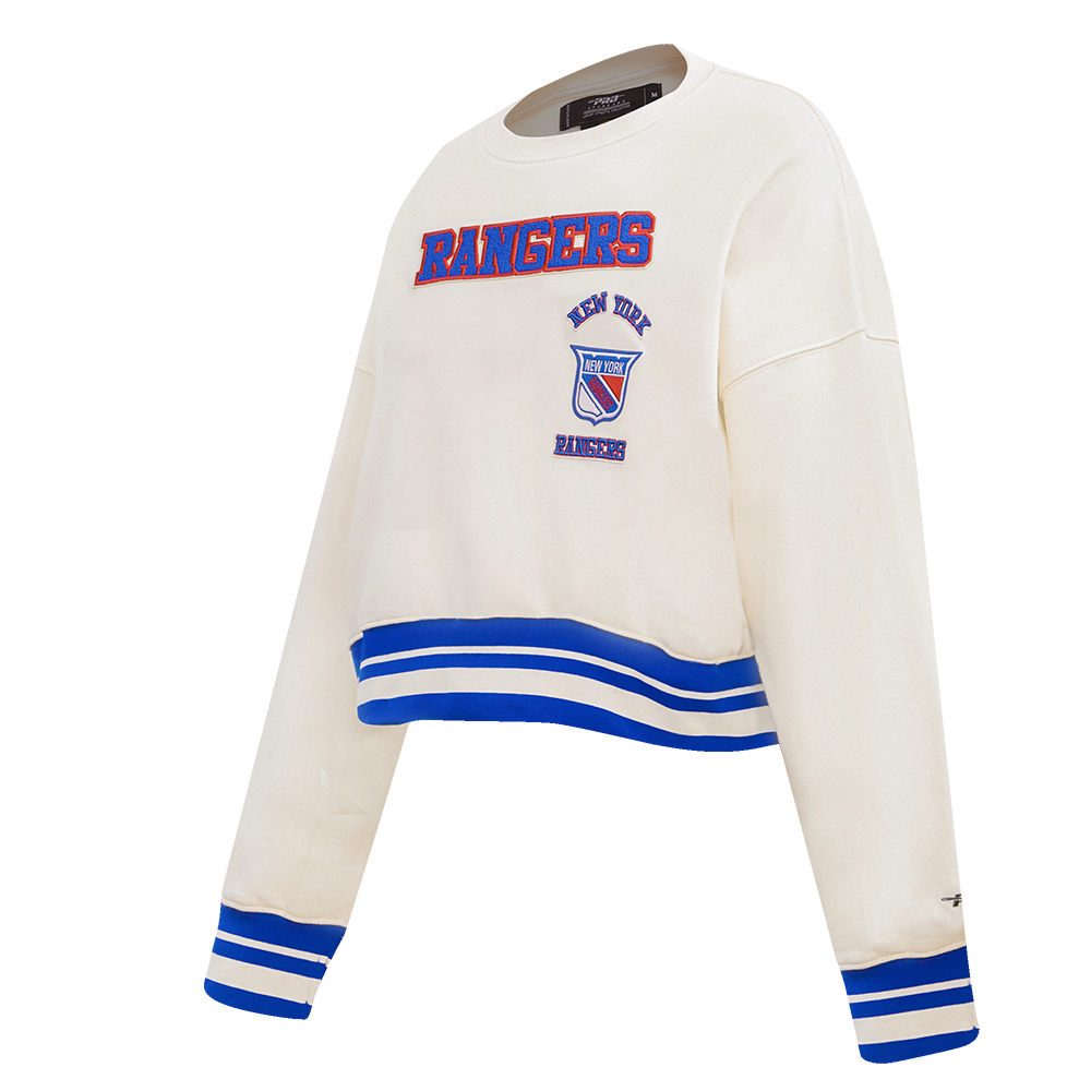 NHL NEW YORK RANGERS RETRO CLASSIC WOMEN'S RIB CREWNECK (EGGSHELL/ROYAL BLUE)