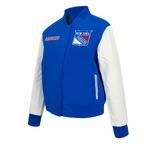 NHL NEW YORK RANGERS CLASSIC BLOUSON COLLÉGIAL POUR FEMME (BLEU ROYAL/BLANC)