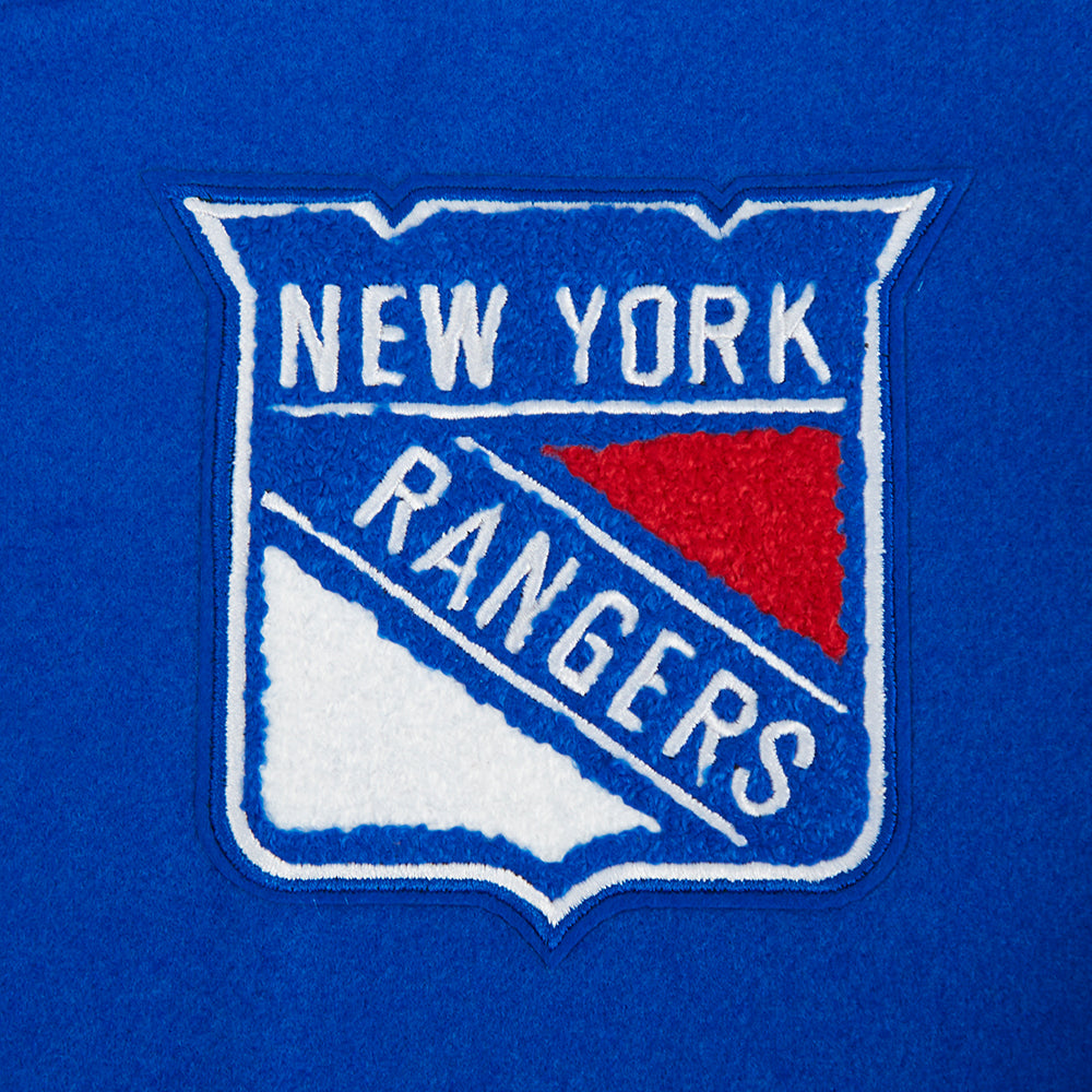NHL NEW YORK RANGERS CLASSIC BLOUSON COLLÉGIAL POUR FEMME (BLEU ROYAL/BLANC)