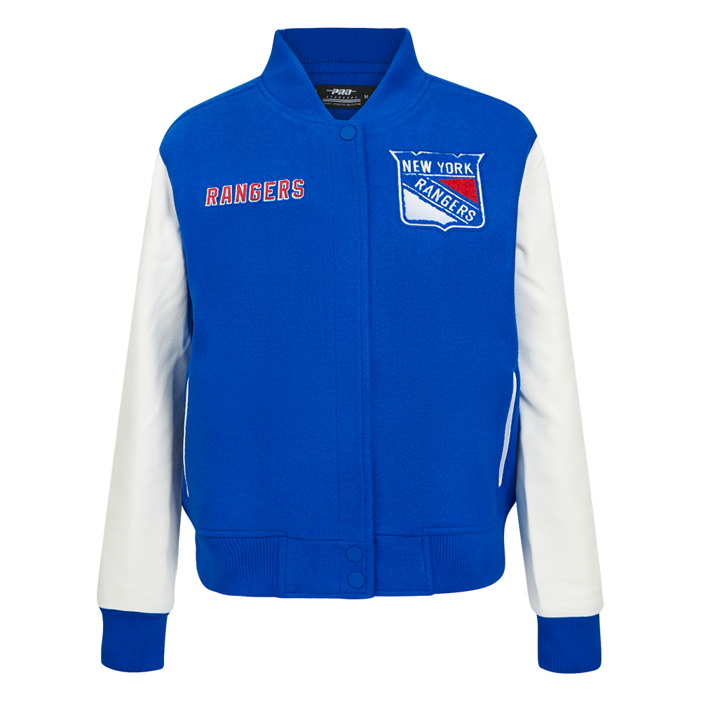 NHL NEW YORK RANGERS CLASSIC BLOUSON COLLÉGIAL POUR FEMME (BLEU ROYAL/BLANC)