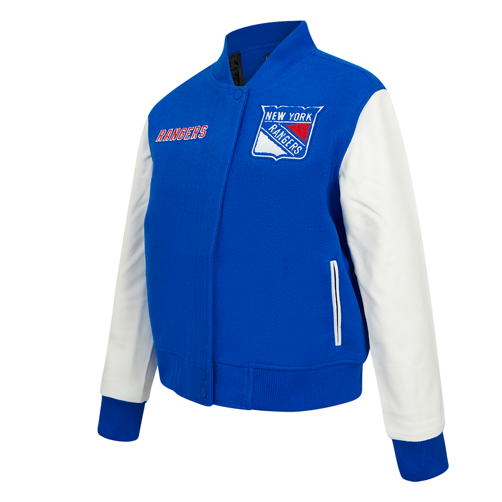 NHL NEW YORK RANGERS CLASSIC BLOUSON COLLÉGIAL POUR FEMME (BLEU ROYAL/BLANC)