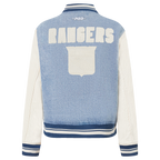 NHL NEW YORK RANGERS VARSITY BLUES WOMEN'S DENIM VARSITY JACKET (DENIM/LINEN)