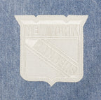 NHL NEW YORK RANGERS VARSITY BLUES WOMEN'S DENIM VARSITY JACKET (DENIM/LINEN)