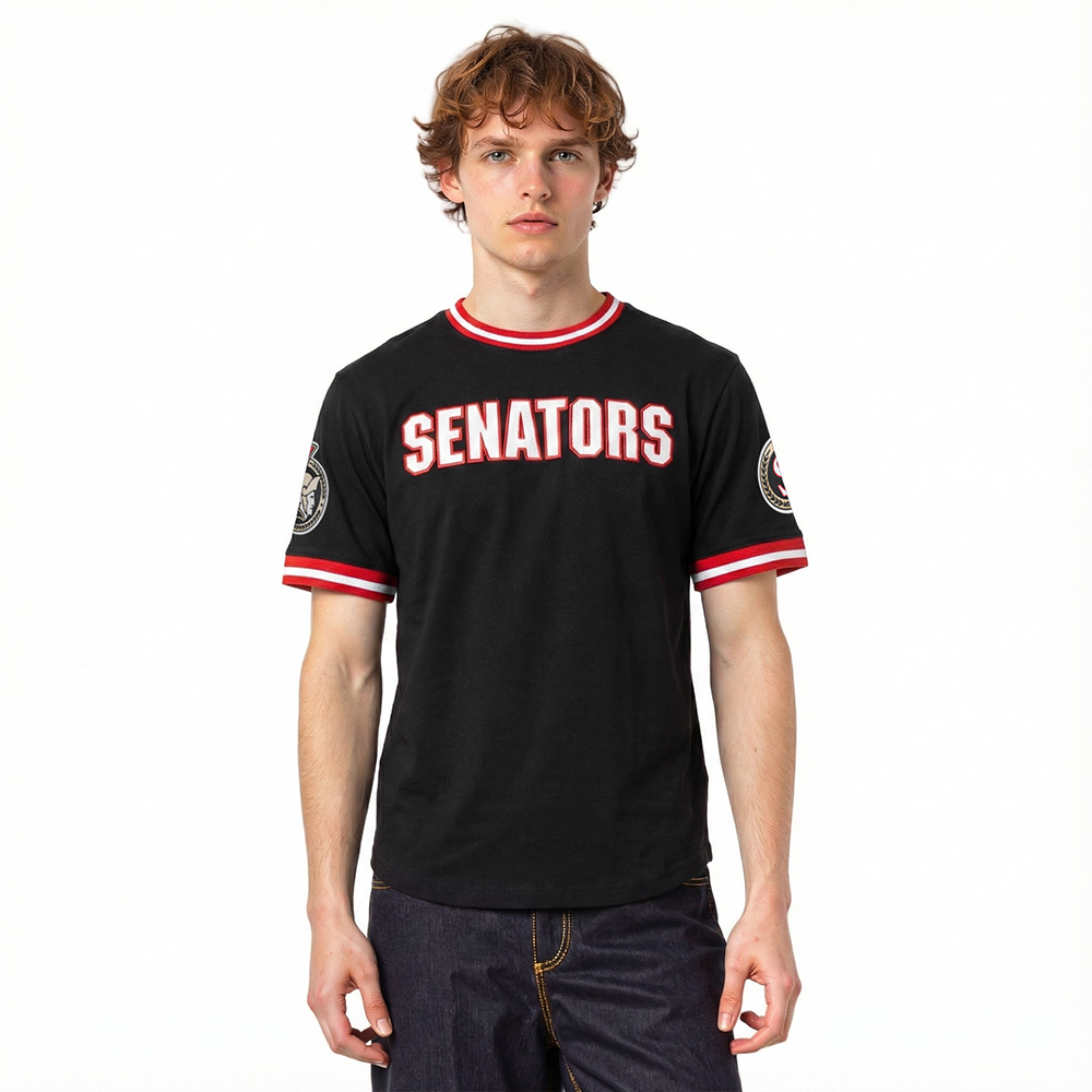 NHL OTTAWA SENATORS CLASSIC CHENILLE MEN'S DK TEE (BLACK/RED)