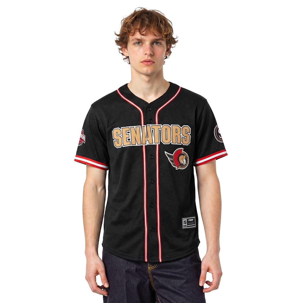 NHL OTTAWA SENATORS CLASSIC MESH CHEMISE BOUTONNÉE (NOIR/ROUGE)