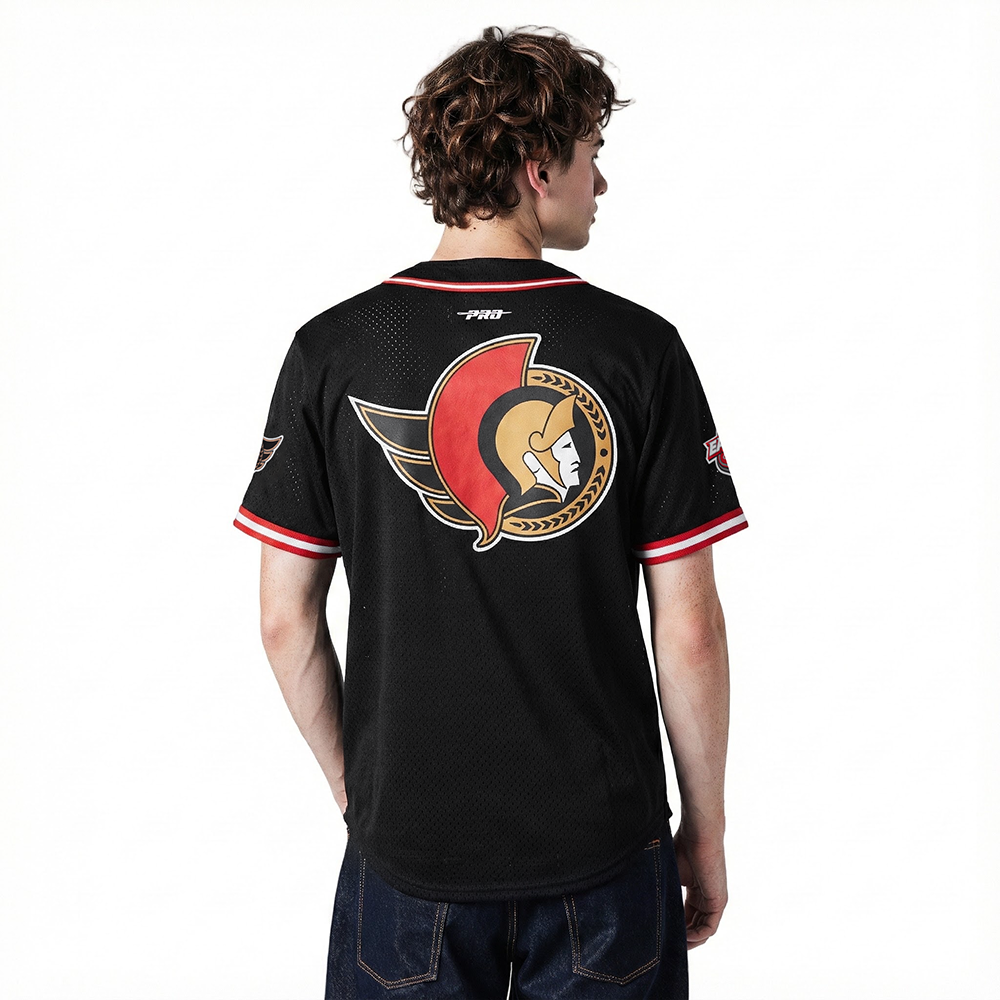 NHL OTTAWA SENATORS CLASSIC MESH CHEMISE BOUTONNÉE (NOIR/ROUGE)