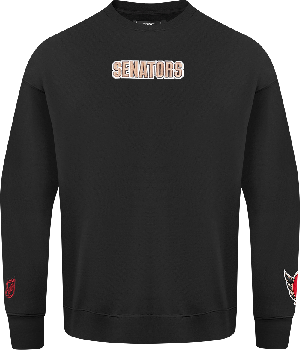 NHL OTTAWA SENATORS WINGSPAN MEN'S DROP SHOULDER FLC CREWNECK (BLACK)
