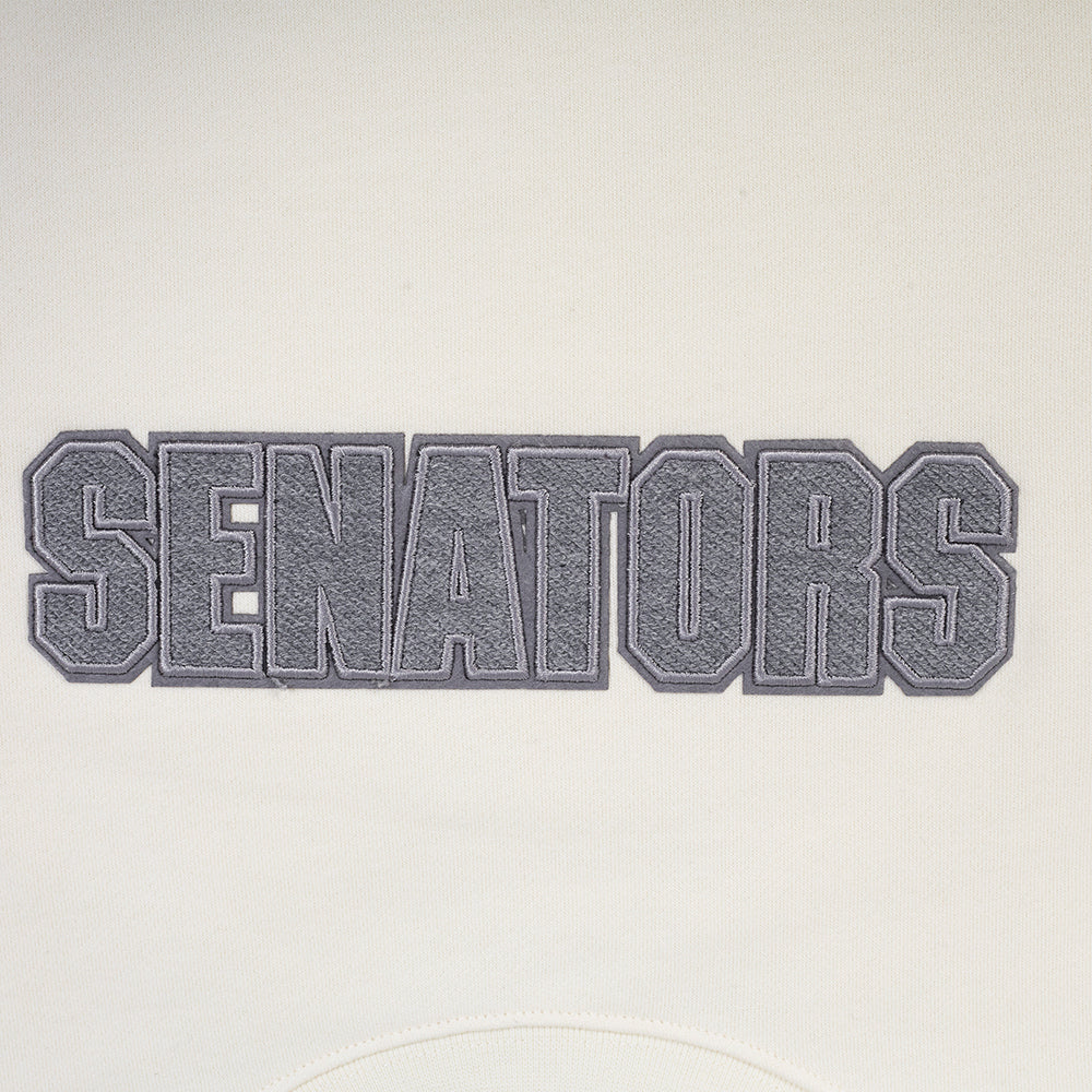 NHL OTTAWA SENATORS REVERSE FRENCH TERRY CHANDAIL OUATÉ À COL ROND POUR HOMME (COQUILLE D'ŒUF)