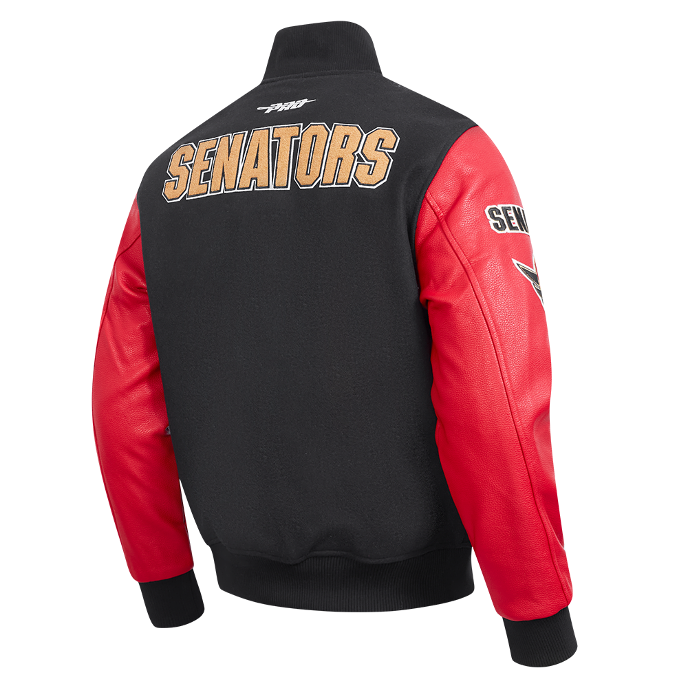 NHL OTTAWA SENATORS CLASSIC BLOUSON COLLÉGIAL EN LAINE (NOIR/ROUGE)