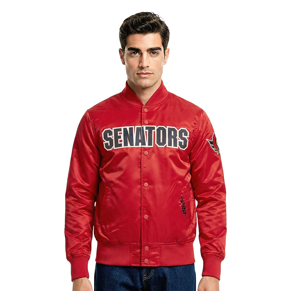 NHL OTTAWA SENATORS CLASSIC BLOUSON EN SATIN POUR HOMME (ROUGE)