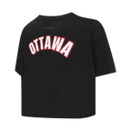 NHL OTTAWA SENATORS CLASSIC T-SHIRT EN JERSEY SIMPLE À COUPE CARRÉE POUR FEMME (NOIR)