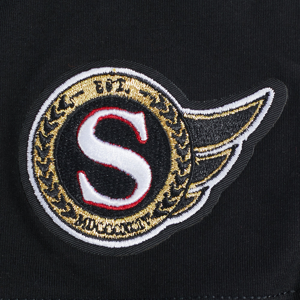 NHL OTTAWA SENATORS CLASSIC T-SHIRT EN JERSEY SIMPLE À COUPE CARRÉE POUR FEMME (NOIR)