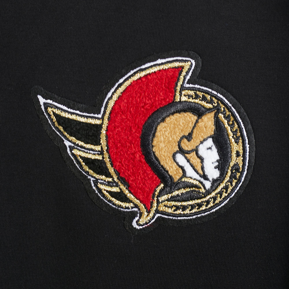 NHL OTTAWA SENATORS CLASSIC T-SHIRT EN JERSEY SIMPLE À COUPE CARRÉE POUR FEMME (NOIR)