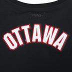 NHL OTTAWA SENATORS CLASSIC T-SHIRT EN JERSEY SIMPLE À COUPE CARRÉE POUR FEMME (NOIR)