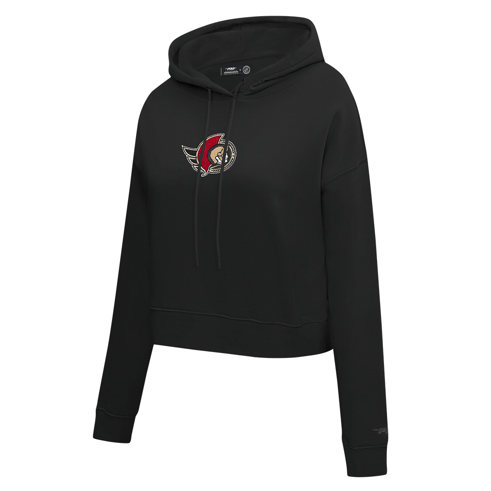NHL OTTAWA SENATORS CLASSIC CHANDAIL À CAPUCHON COURT EN MOLLETON POUR FEMME (NOIR)