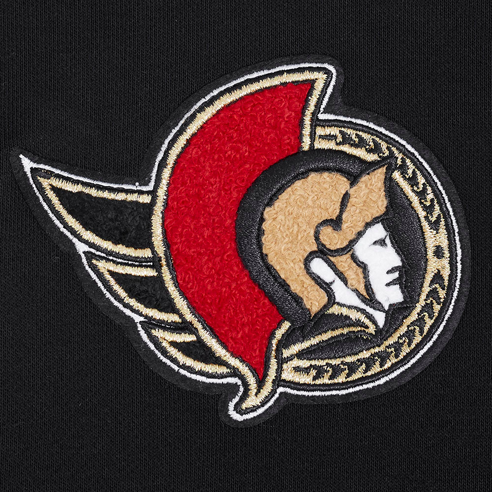 NHL OTTAWA SENATORS CLASSIC CHANDAIL À CAPUCHON COURT EN MOLLETON POUR FEMME (NOIR)