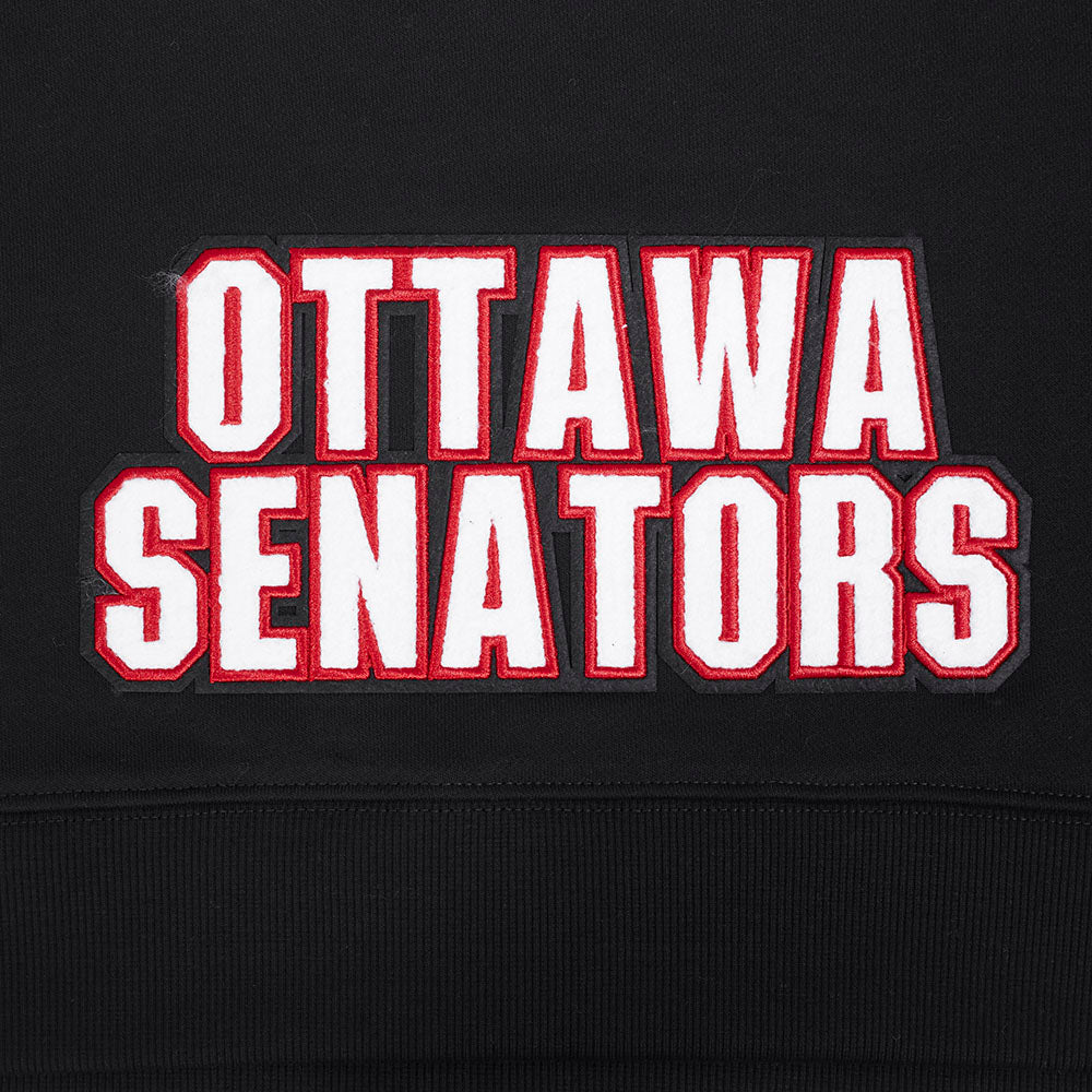 NHL OTTAWA SENATORS CLASSIC CHANDAIL À CAPUCHON COURT EN MOLLETON POUR FEMME (NOIR)