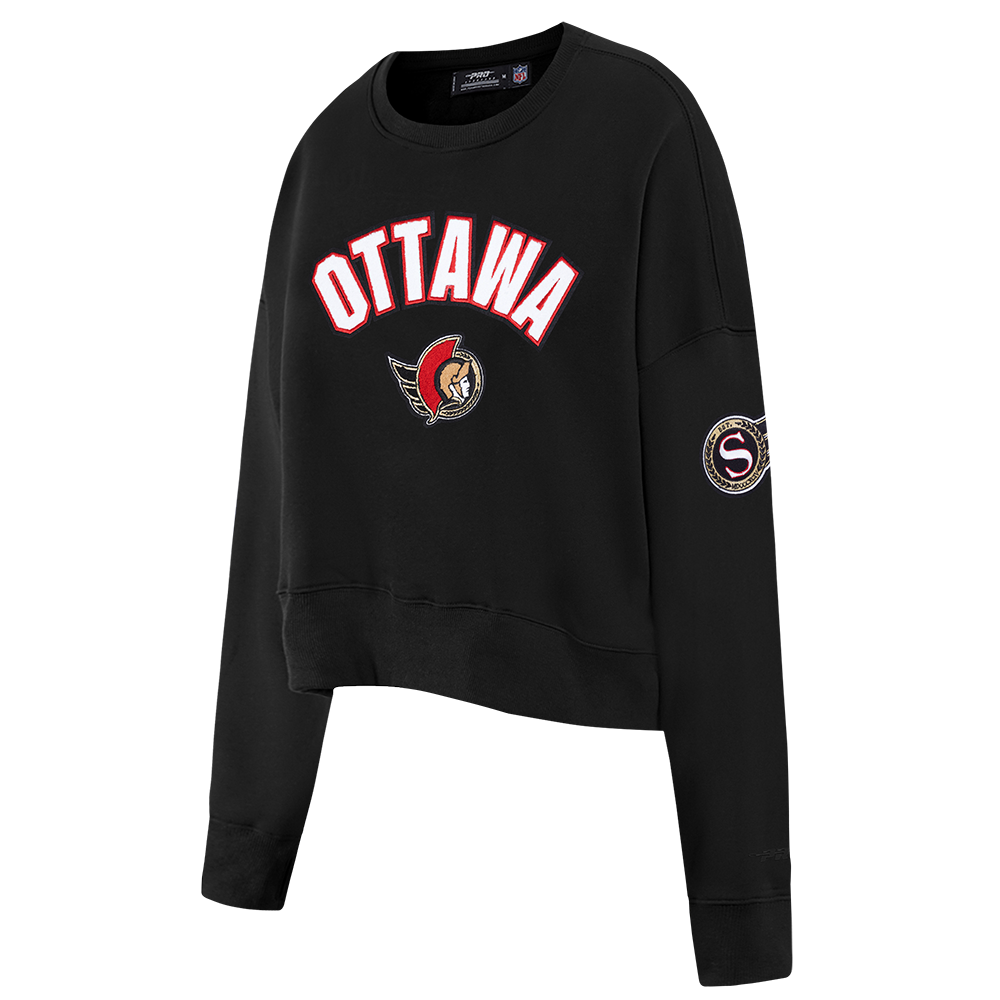 NHL OTTAWA SENATORS CLASSIC CHANDAIL À COL ROND EN MOLLETON POUR FEMME (NOIR)