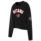 NHL OTTAWA SENATORS CLASSIC CHANDAIL À COL ROND EN MOLLETON POUR FEMME (NOIR)