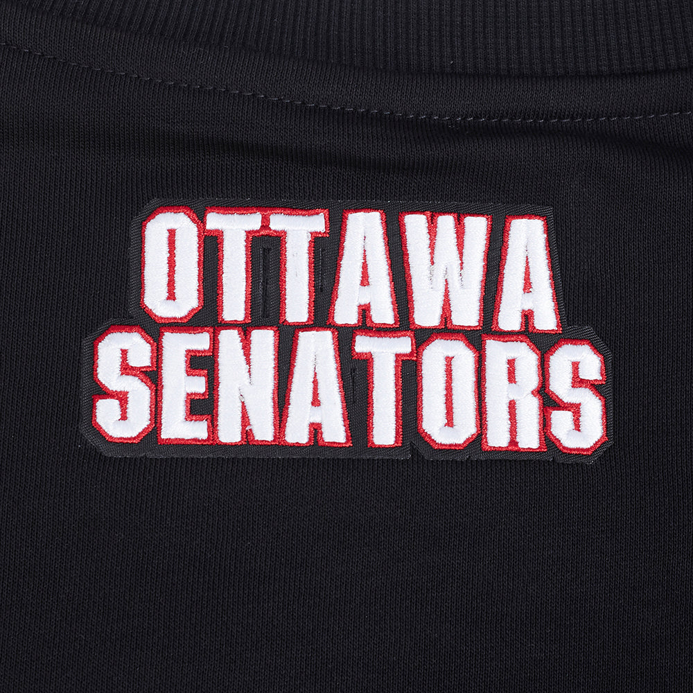 NHL OTTAWA SENATORS CLASSIC CHANDAIL À COL ROND EN MOLLETON POUR FEMME (NOIR)