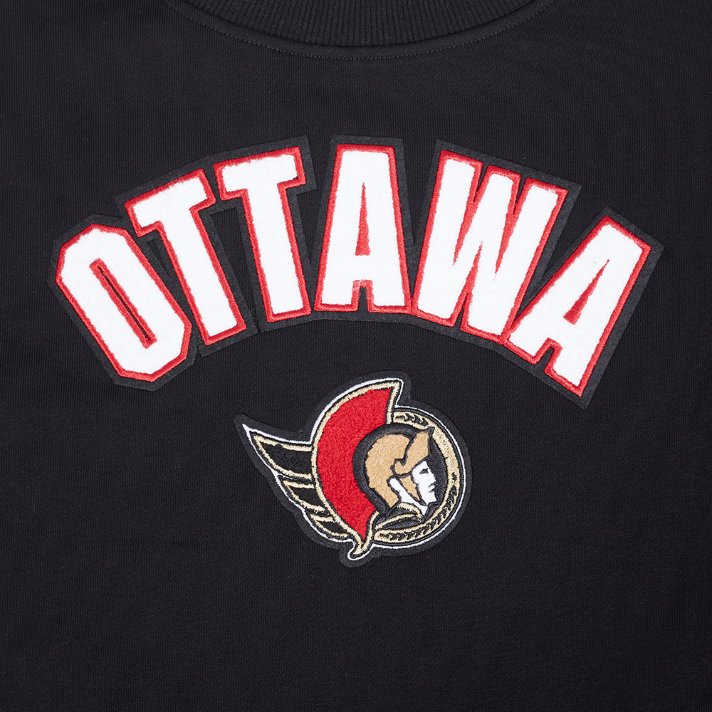 NHL OTTAWA SENATORS CLASSIC CHANDAIL À COL ROND EN MOLLETON POUR FEMME (NOIR)