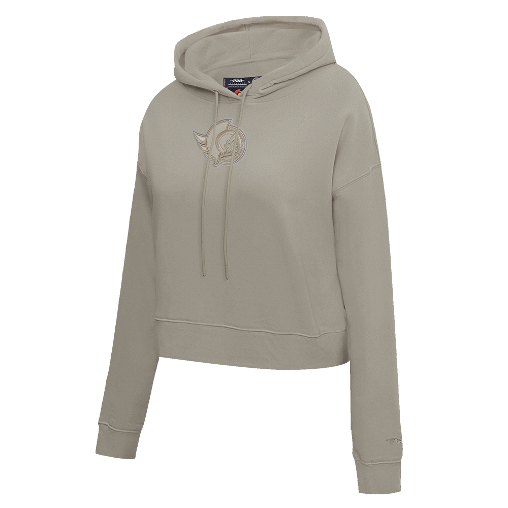 NHL OTTAWA SENATORS NEUTRAL WOMEN'S CROPPED FLC PO HOODIE (TAUPE)