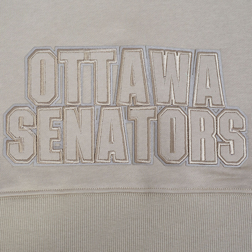 NHL OTTAWA SENATORS NEUTRAL CHANDAIL À CAPUCHON COURT EN MOLLETON POUR FEMME (TAUPE)