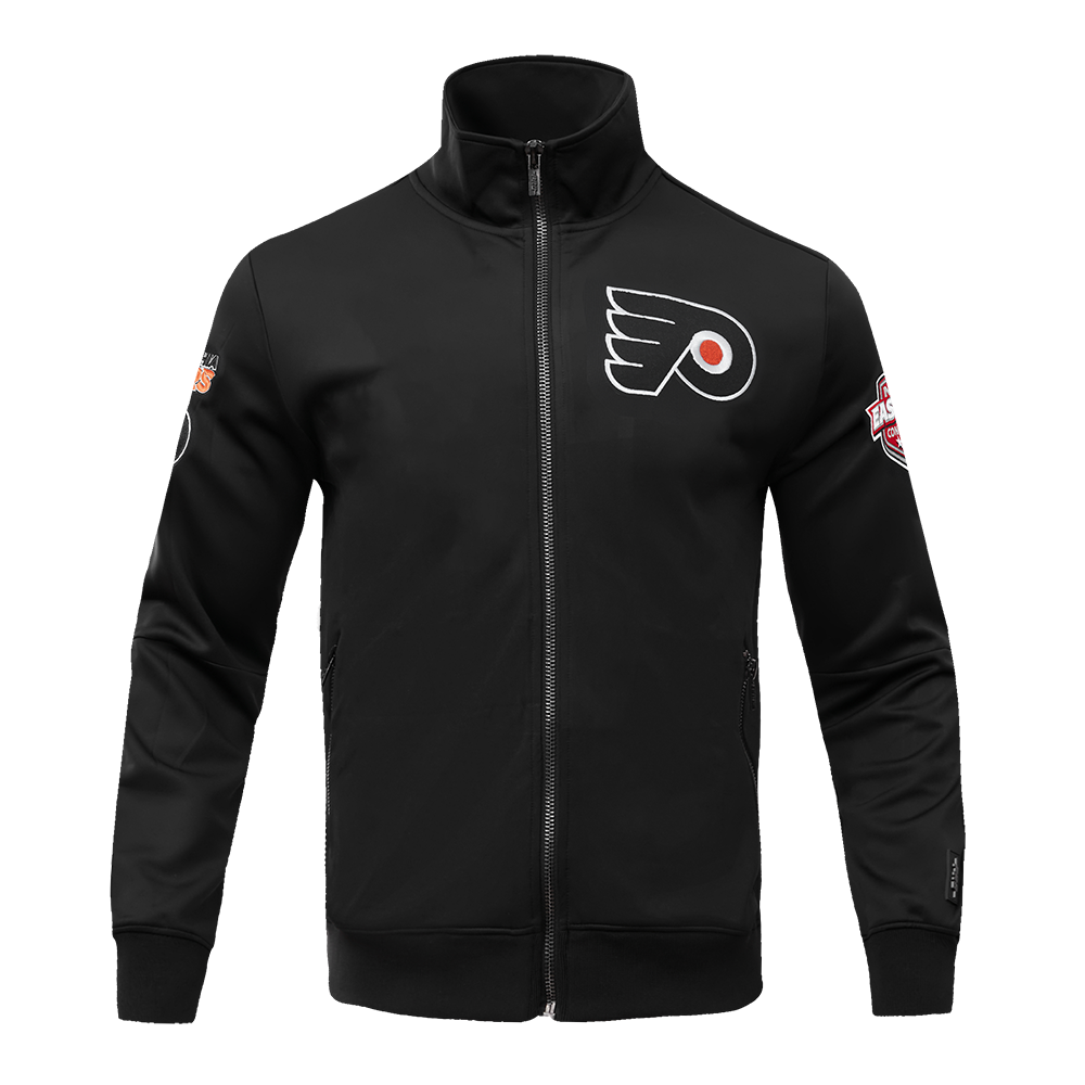 NHL PHILADELPHIA FLYERS CLASSIC CHENILLE MEN'S DK TRACK JACKET (BLACK)