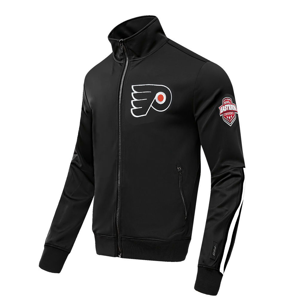 NHL PHILADELPHIA FLYERS CLASSIC CHENILLE MEN'S DK TRACK JACKET (BLACK)