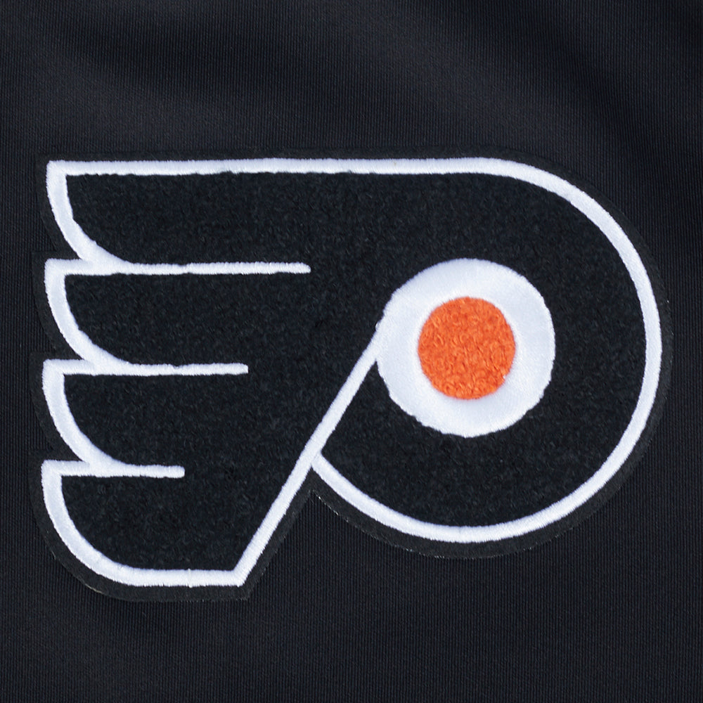 NHL PHILADELPHIA FLYERS CLASSIC CHENILLE MEN'S DK TRACK JACKET (BLACK)