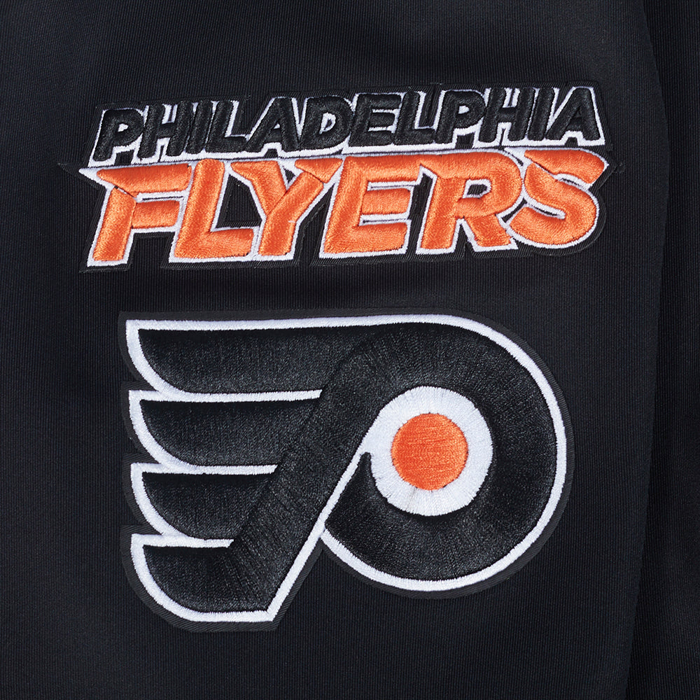 NHL PHILADELPHIA FLYERS CLASSIC CHENILLE MEN'S DK TRACK JACKET (BLACK)