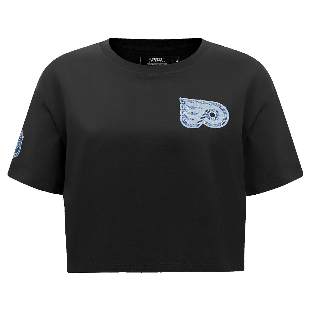 NHL PHILADELPHIA FLYERS VARSITY BLUES WOMEN'S BOXY TEE (BLACK)