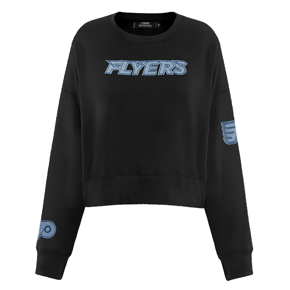 NHL PHILADELPHIA FLYERS VARSITY BLUES WOMEN'S CREWNECK (BLACK)
