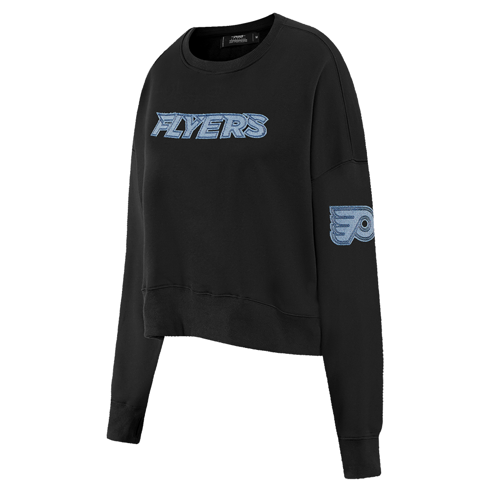 NHL PHILADELPHIA FLYERS VARSITY BLUES WOMEN'S CREWNECK (BLACK)