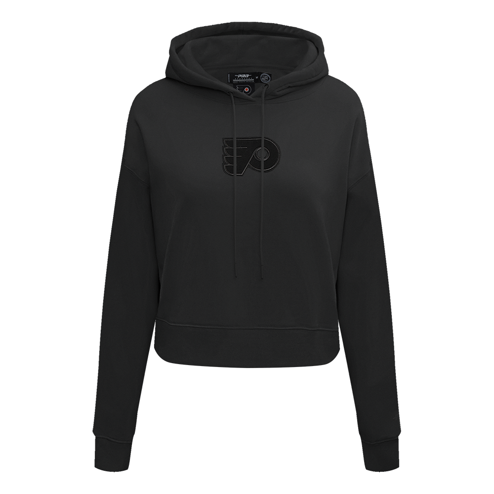 NHL PHILADELPHIA FLYERS NEUTRAL WOMEN'S CROPPED PULLOVER HOODIE (BLACK)