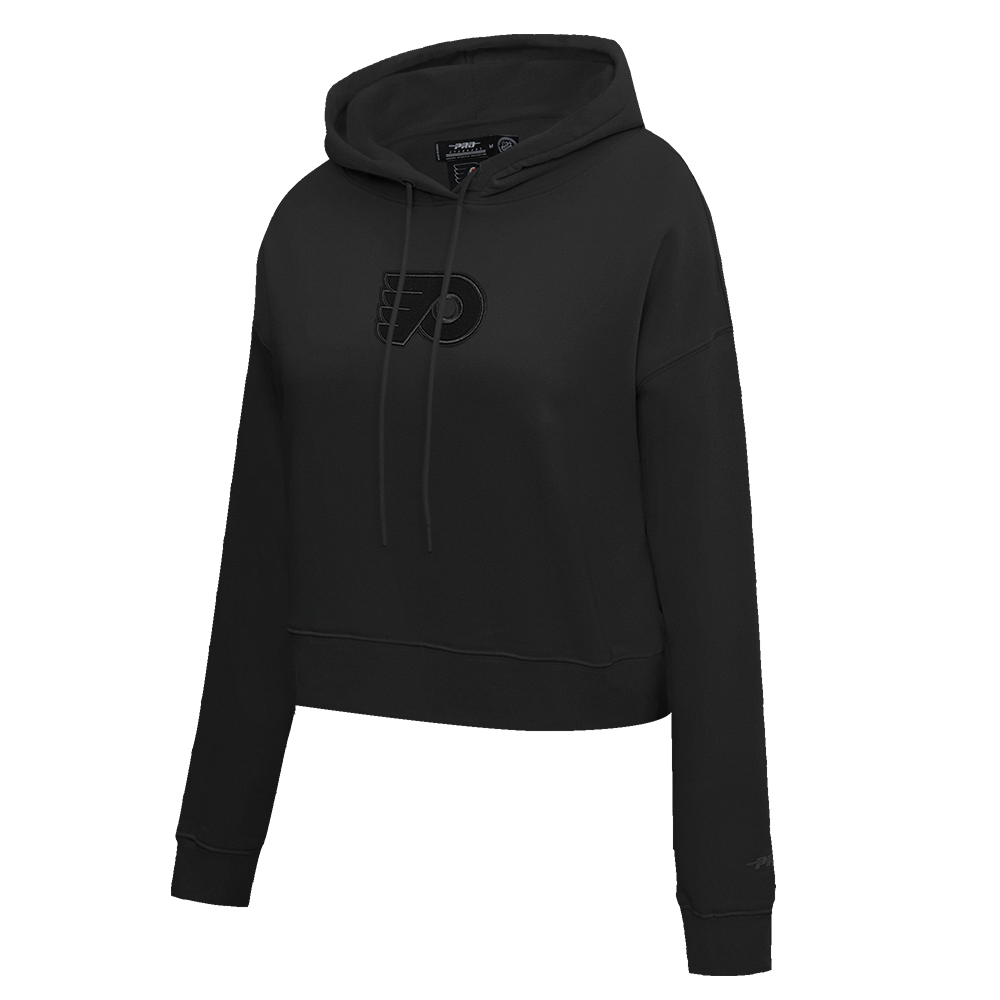 NHL PHILADELPHIA FLYERS NEUTRAL WOMEN'S CROPPED PULLOVER HOODIE (BLACK)