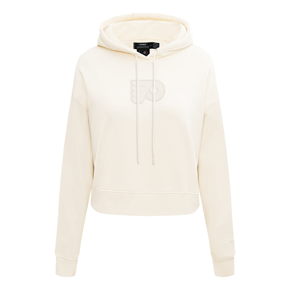 NHL PHILADELPHIA FLYERS NEUTRAL WOMEN'S CROPPED PULLOVER HOODIE (EGGSHELL)