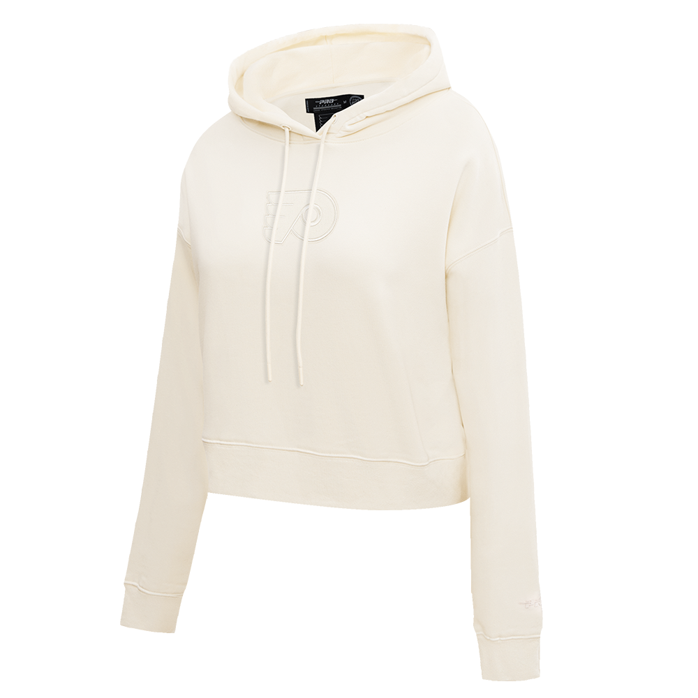 NHL PHILADELPHIA FLYERS NEUTRAL WOMEN'S CROPPED PULLOVER HOODIE (EGGSHELL)