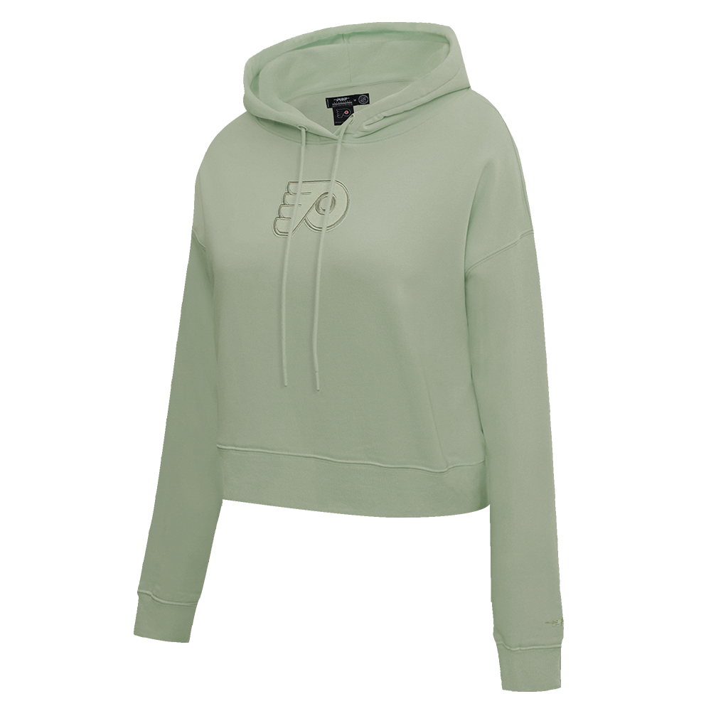 NHL PHILADELPHIA FLYERS NEUTRAL CROPPED FLEECE PULLOVER HOODIE (MOSS)