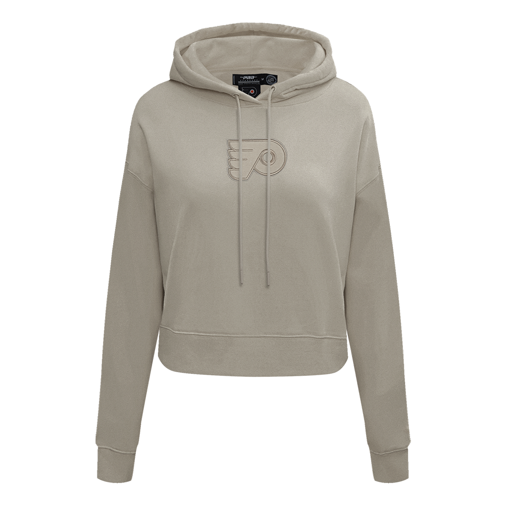 NHL PHILADELPHIA FLYERS NEUTRAL WOMEN'S CROPPED PULLOVER HOODIE (TAUPE)