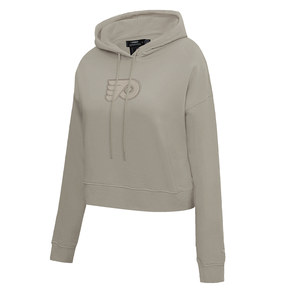 NHL PHILADELPHIA FLYERS NEUTRAL WOMEN'S CROPPED PULLOVER HOODIE (TAUPE)